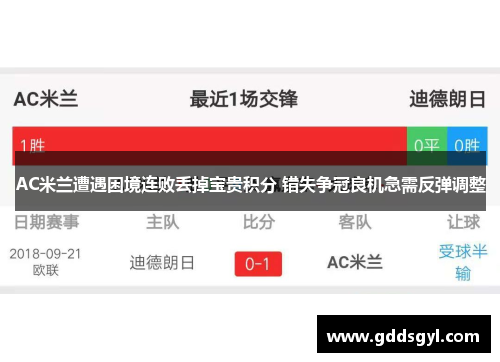 AC米兰遭遇困境连败丢掉宝贵积分 错失争冠良机急需反弹调整